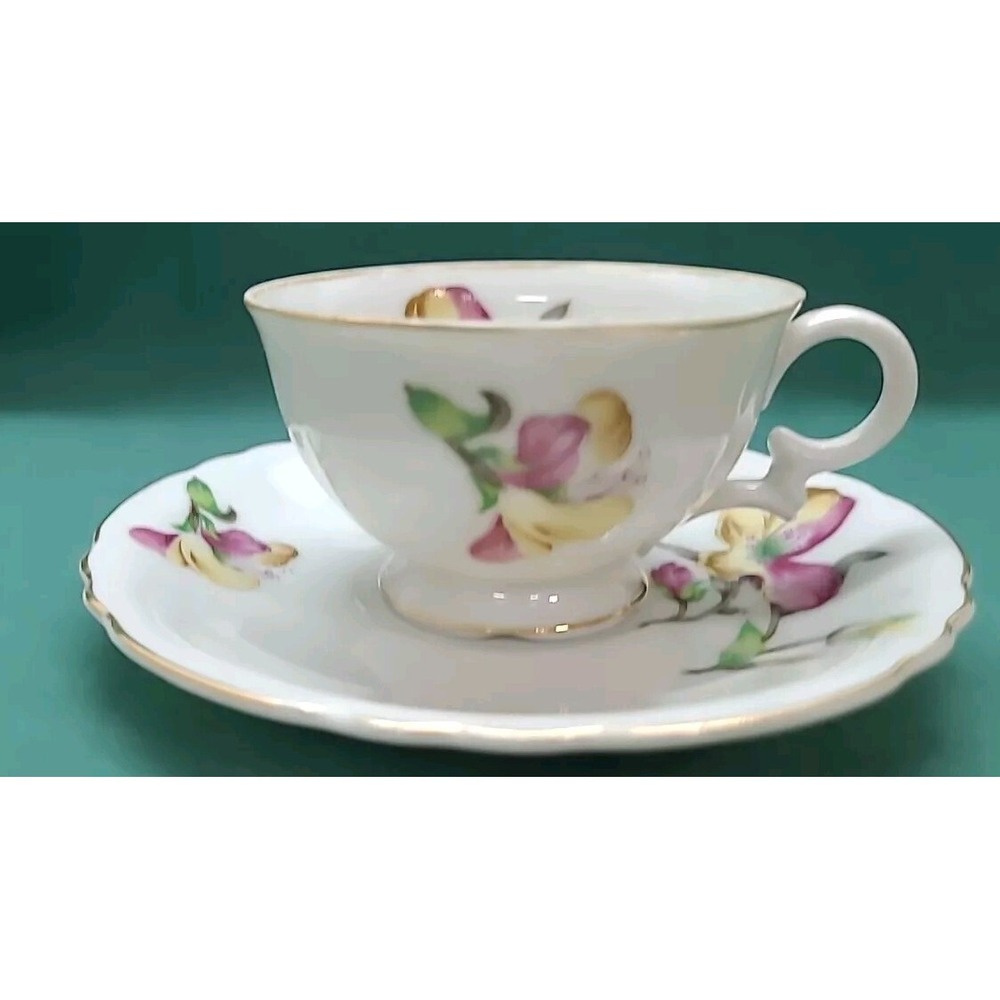 Collectible Teacup and Saucer Pink and Yellow Floral Made in Japan